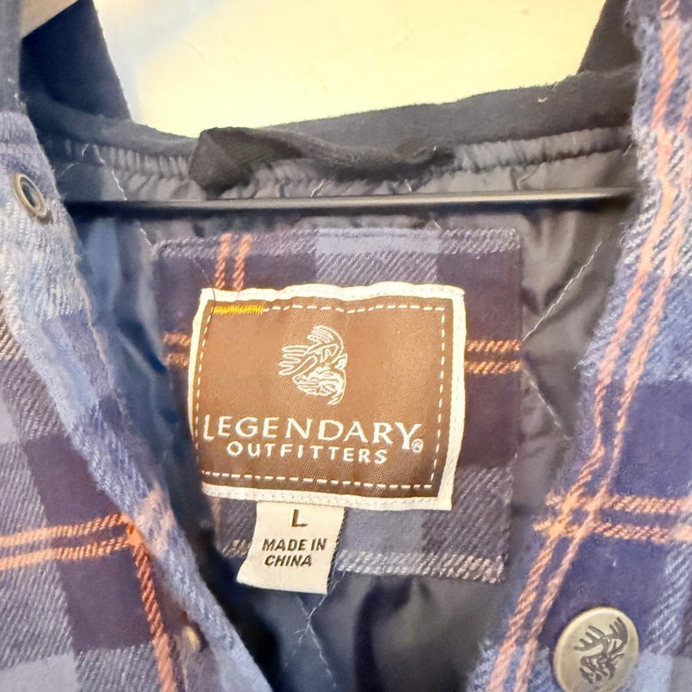 Legendary Outfitters Men's Blue/Orange Plaid Flannel Shirt Jacket Size Large - Picture 6 of 6
